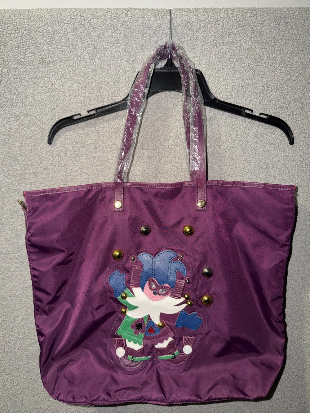 Prada Purple Appliqué Tote Bag with Stud Accents